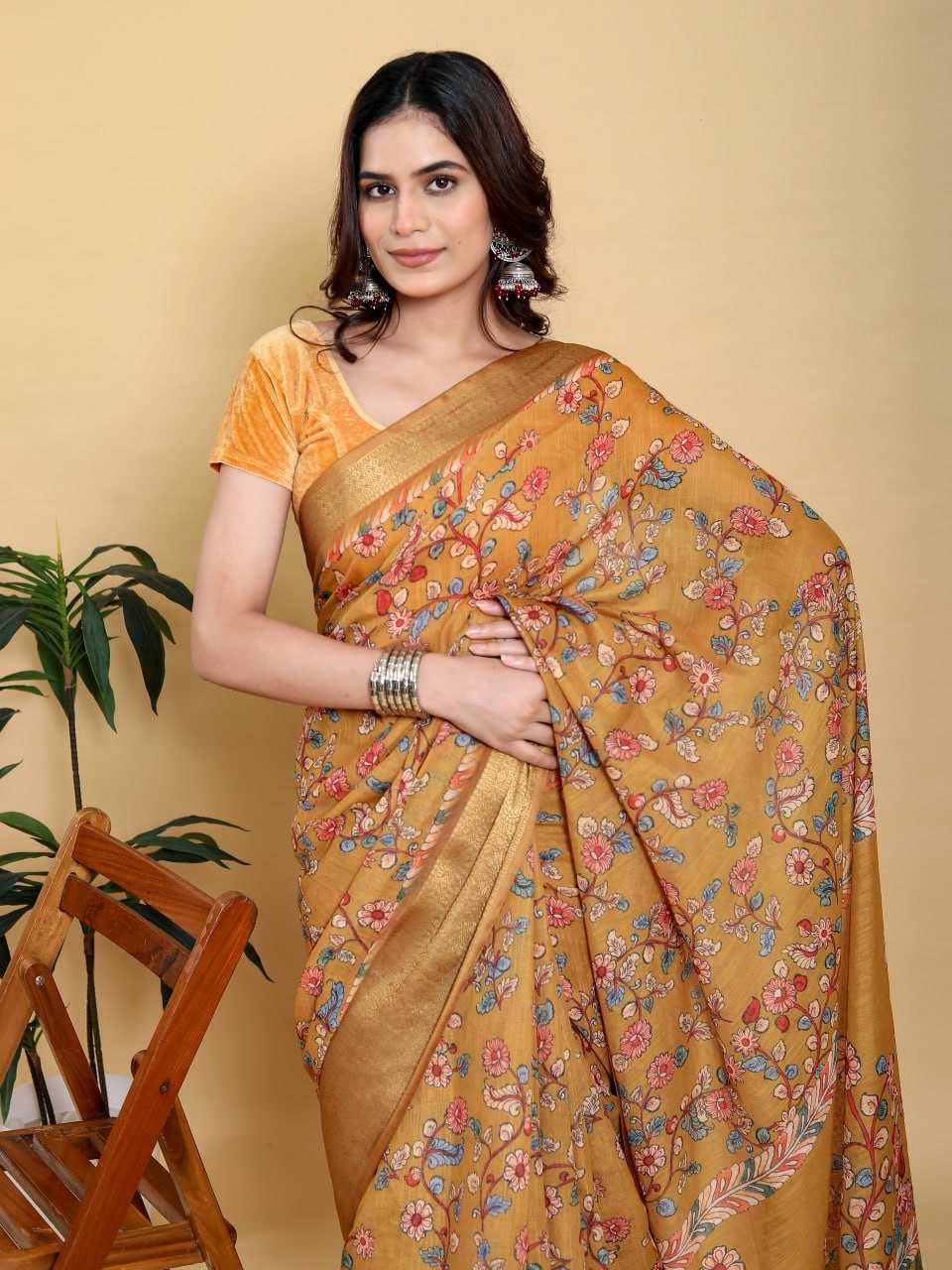 Cotton Cotton Linen Jacquard Saree